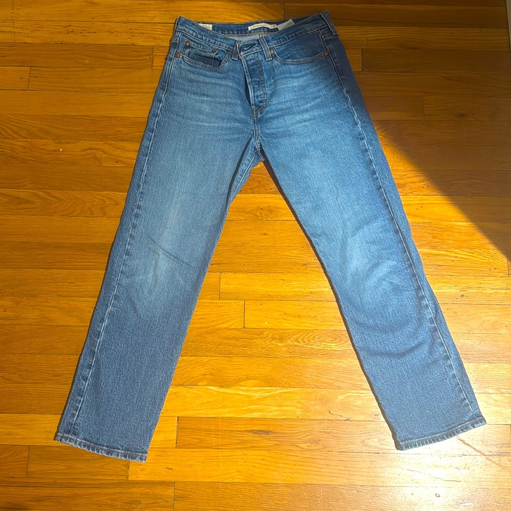Levi’s Premium Wedgie Straight High Rise Crop Button Fly Jeans Size 28